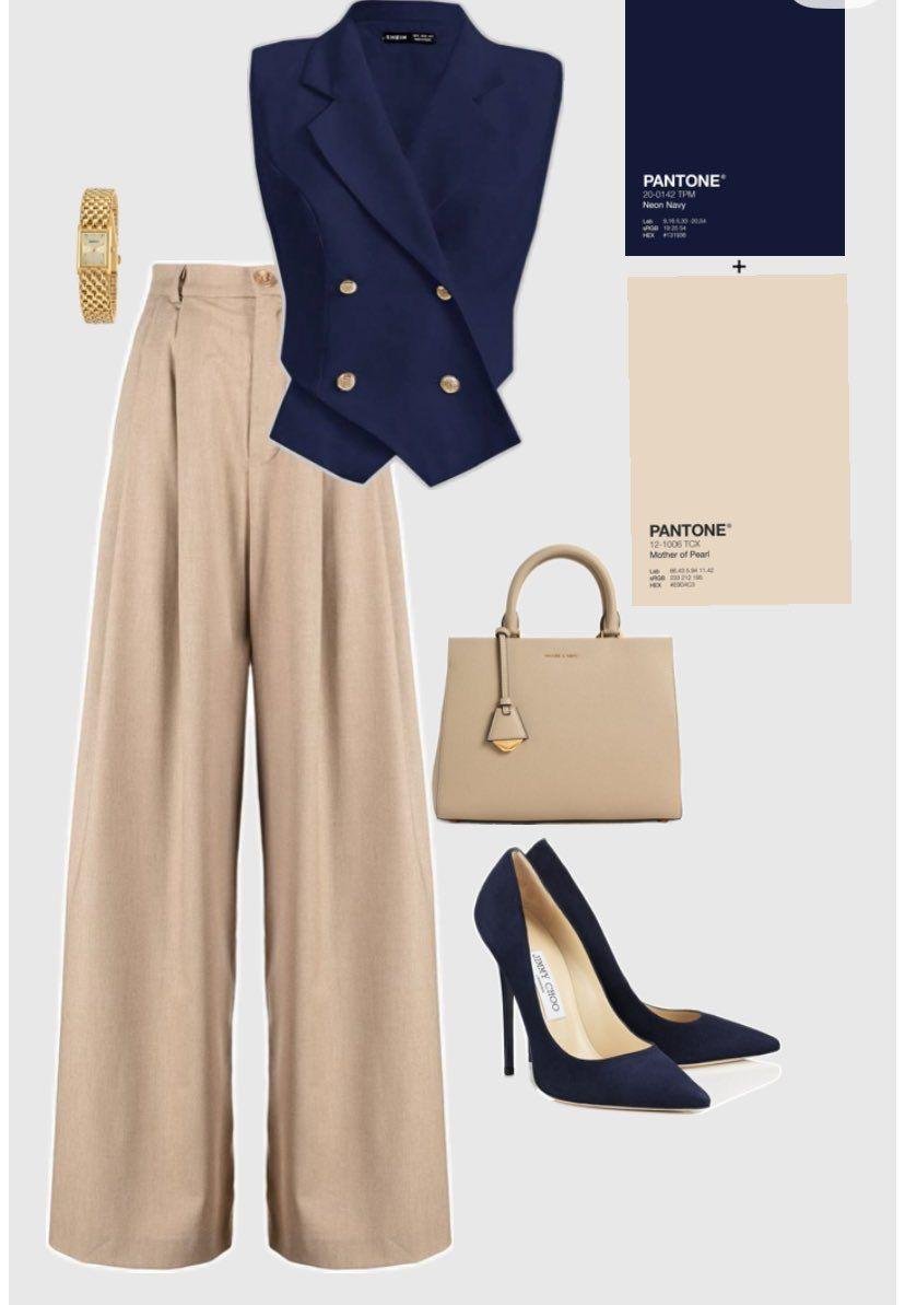 Wide-Leg Trousers with Vest 